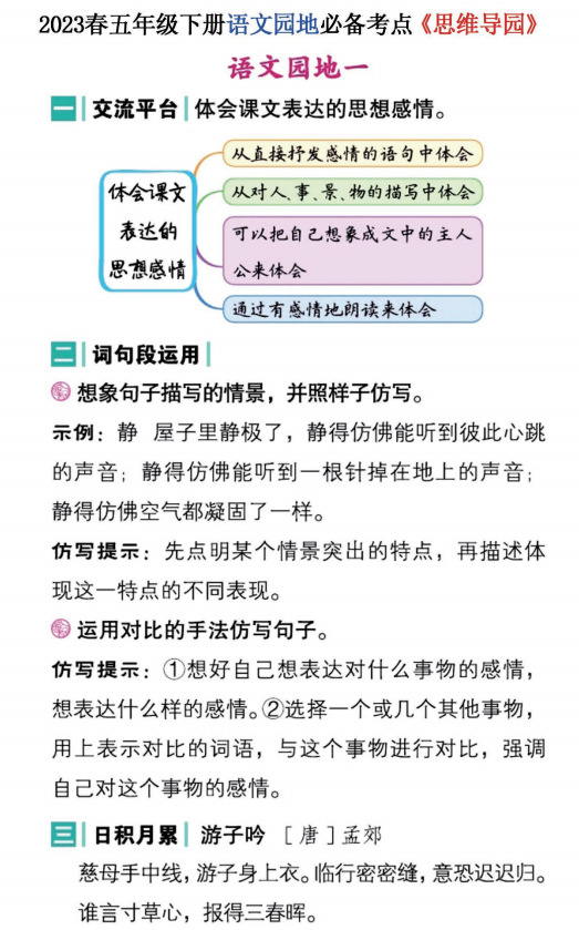 五年级下册语文园地必备考点归纳-拓空间学习分享