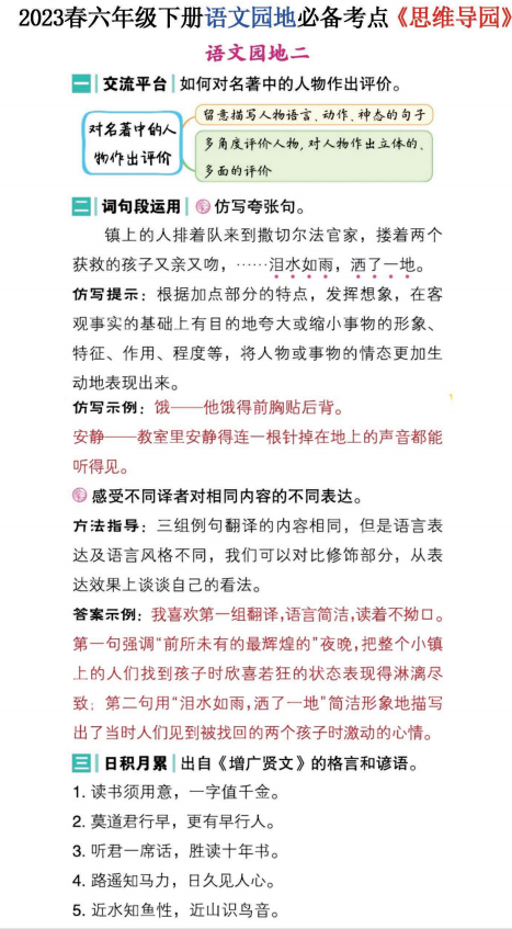 图片[2]-六年级下册语文园地必备考点《思维导园》-拓空间学习分享