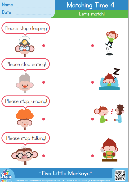 图片[9]-Five Little Monkeys 视频+主题作业纸 闪卡-拓空间学习分享