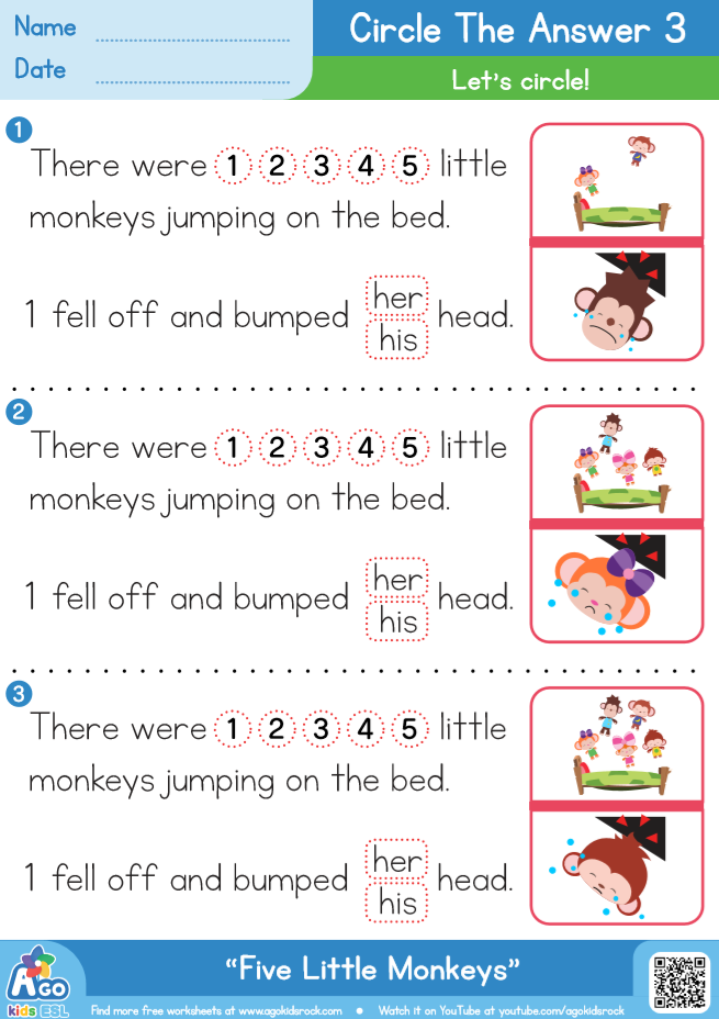 图片[15]-Five Little Monkeys 视频+主题作业纸 闪卡-拓空间学习分享