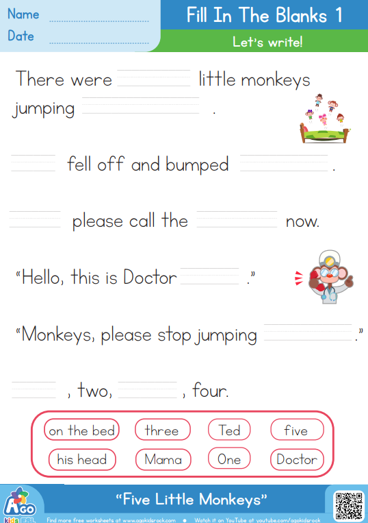 图片[16]-Five Little Monkeys 视频+主题作业纸 闪卡-拓空间学习分享