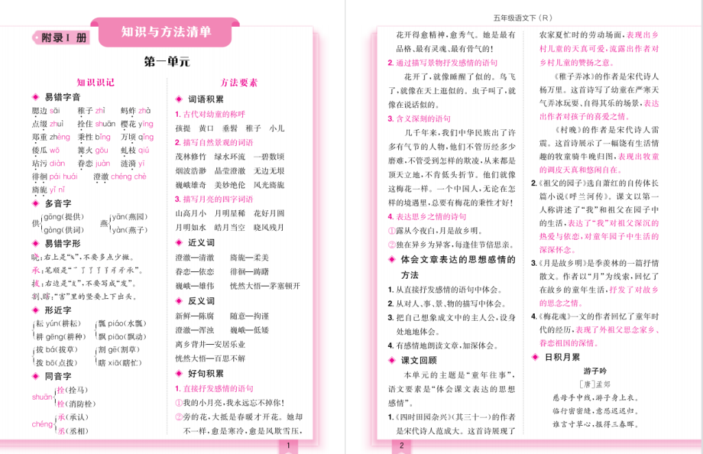 图片[2]-黄冈小状元知识清单五年级语文下册-拓空间学习分享