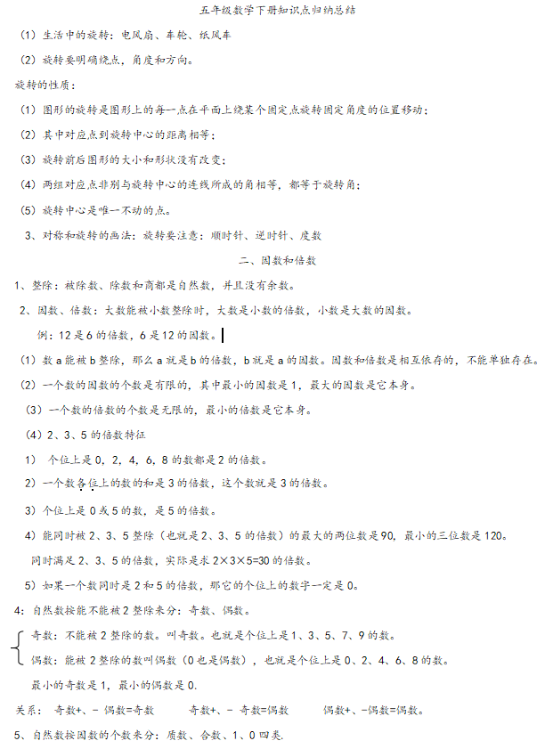 人教小学数学5下 知识点归纳总结-拓空间学习分享