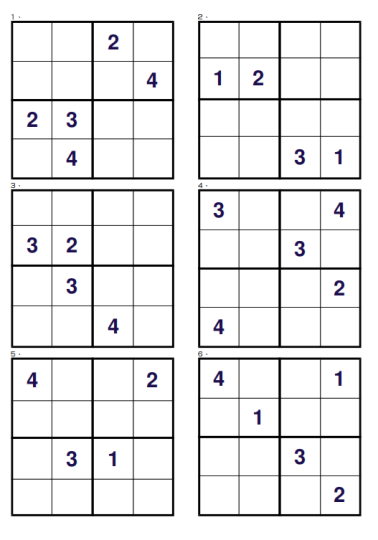 二余法解数独初级题目下载(4X4、6X6、9X9)-拓空间学习分享