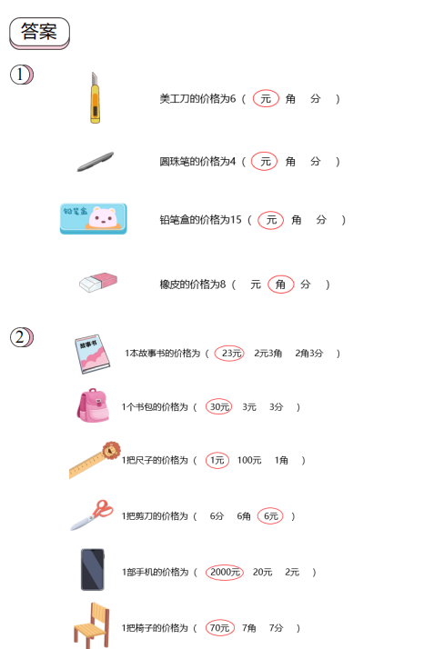 图片[3]-填上合适的人民币单位题试卷-拓空间学习分享
