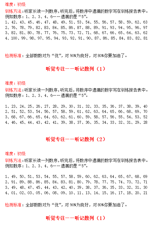 图片[2]-听觉专注力训练方法：漏掉的数字15页30题-拓空间学习分享