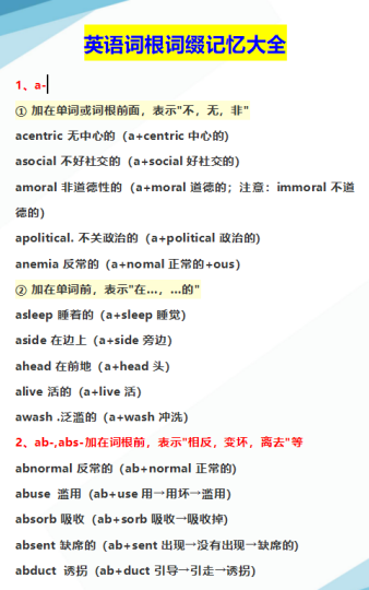 英语词根词缀记忆大全(整理打印版)20页-拓空间学习分享