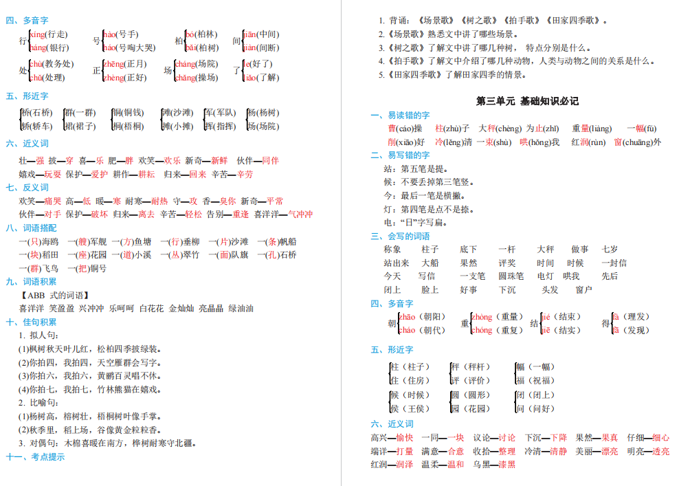 图片[2]-二年级上册语文基础知识必记、重点知识点总结电子版下载 可打印-拓空间学习分享