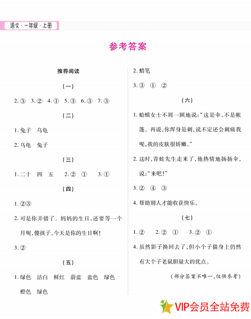 图片[3]-一年级上册快乐读书吧测试题带答案 电子版 可打印-拓空间学习分享