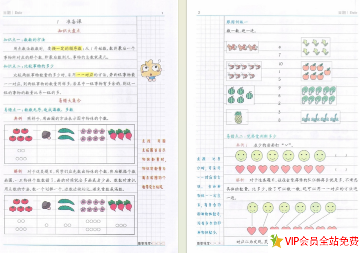 图片[2]-数学易错题一年级上册-黄冈版电子版下载共99页带答案-拓空间学习分享