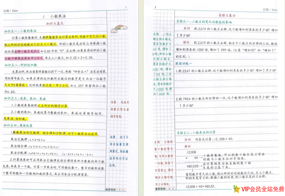 图片[2]-小学五年级数学上册易错题电子版下载 共98页带答案-拓空间学习分享