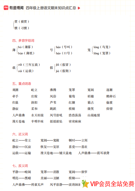 图片[2]-部编版四年级上册语文期末知识点汇总电子版 可打印-拓空间学习分享