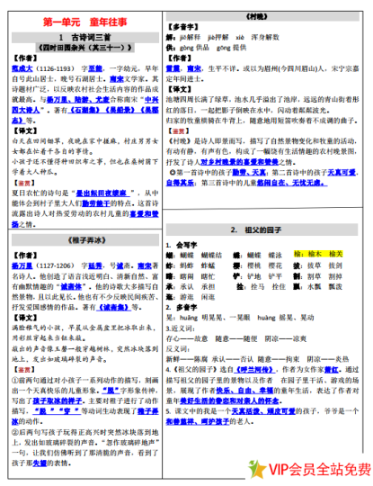 五年级下册语文课课贴电子版下载 可打印-拓空间学习分享