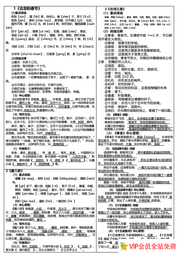 六年级下册语文课课贴电子版下载 可打印-拓空间学习分享