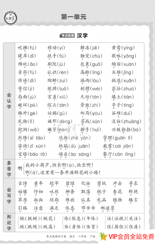 图片[2]-二年级下册王朝霞考点梳理手册电子版百度网盘下载-拓空间学习分享