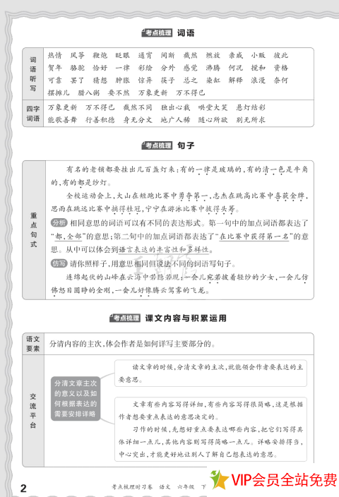 图片[3]-六年级下册语文王朝霞考点梳理手册电子版下载 百度网盘-拓空间学习分享