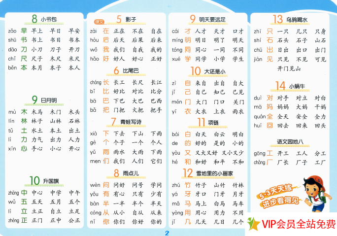 图片[2]-一年级上册会写字组词+会写字笔顺+两拼音节+三拼音节汇总卡片 可打印-拓空间学习分享